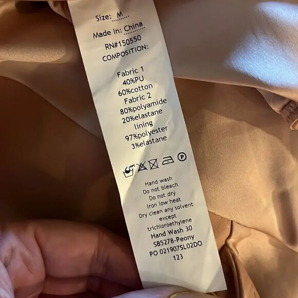 House of CB London Blush Pink Vegan Leather Collared Faux Wrap Bodysuit, size M! - Picture 12 of 12